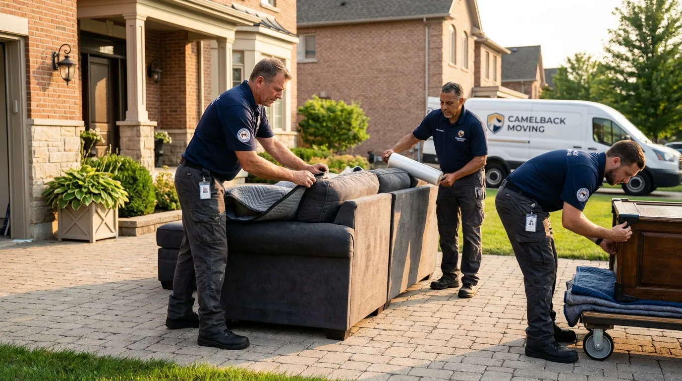 Large estate moving crew wrapping furniture in Warrenton, NC