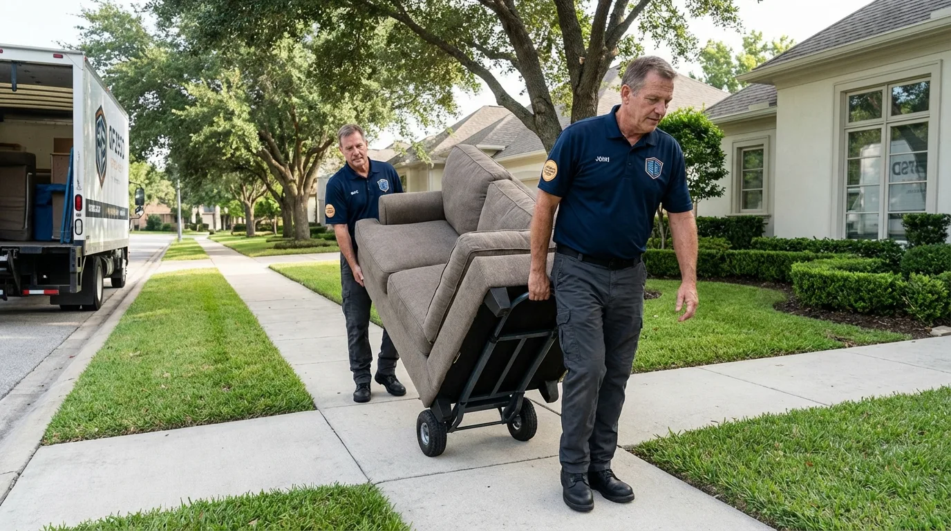 Local residential moving crew loading furniture in Warrenton, NC